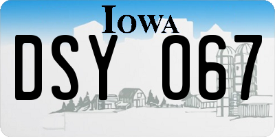 IA license plate DSY067