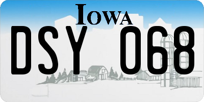 IA license plate DSY068