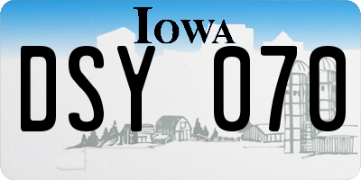 IA license plate DSY070