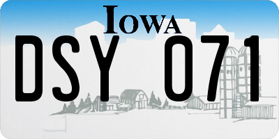 IA license plate DSY071
