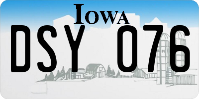 IA license plate DSY076