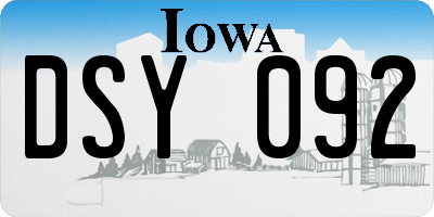 IA license plate DSY092