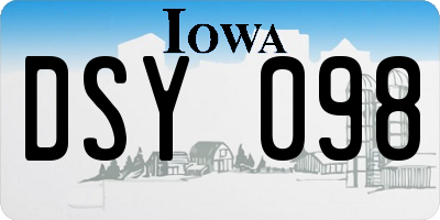 IA license plate DSY098