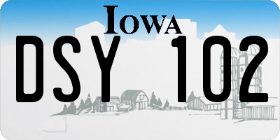 IA license plate DSY102