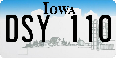 IA license plate DSY110