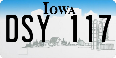 IA license plate DSY117