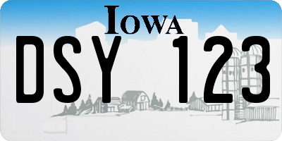 IA license plate DSY123