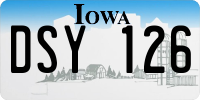 IA license plate DSY126