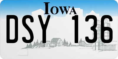 IA license plate DSY136