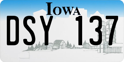 IA license plate DSY137