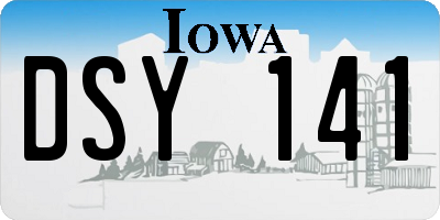 IA license plate DSY141