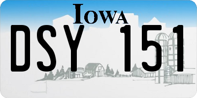 IA license plate DSY151