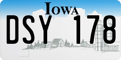 IA license plate DSY178