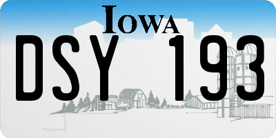 IA license plate DSY193