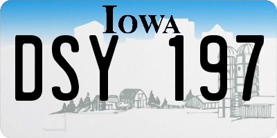 IA license plate DSY197