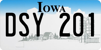 IA license plate DSY201