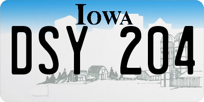 IA license plate DSY204