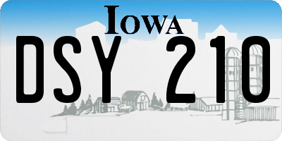 IA license plate DSY210