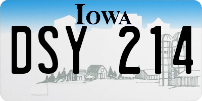 IA license plate DSY214