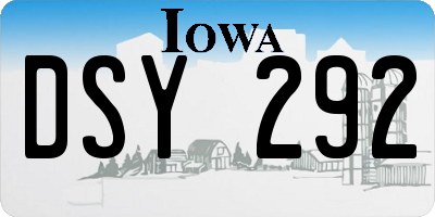 IA license plate DSY292