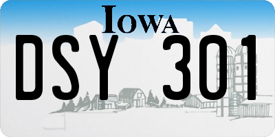 IA license plate DSY301