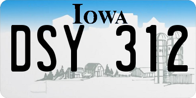 IA license plate DSY312
