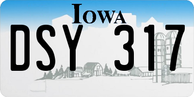 IA license plate DSY317