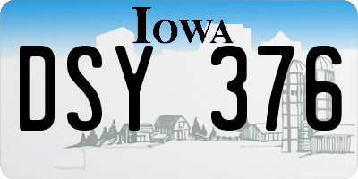 IA license plate DSY376