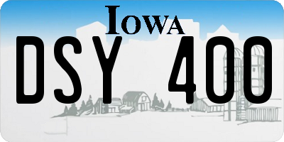 IA license plate DSY400