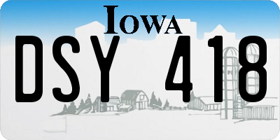IA license plate DSY418