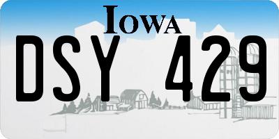 IA license plate DSY429