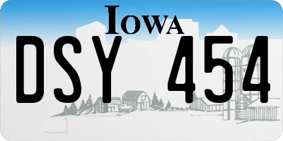 IA license plate DSY454