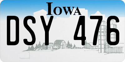 IA license plate DSY476