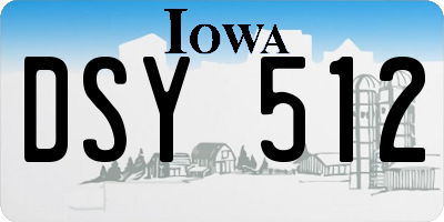 IA license plate DSY512