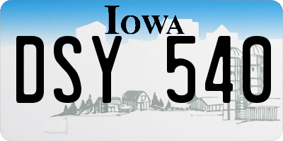 IA license plate DSY540