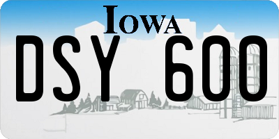 IA license plate DSY600