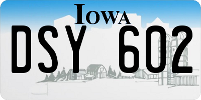 IA license plate DSY602