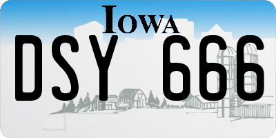IA license plate DSY666