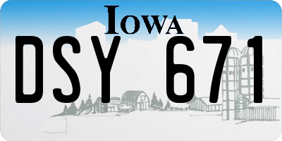 IA license plate DSY671