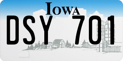 IA license plate DSY701
