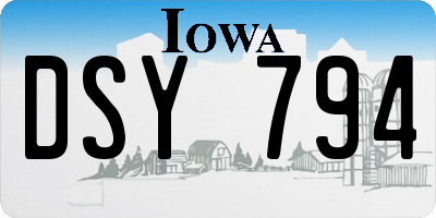 IA license plate DSY794