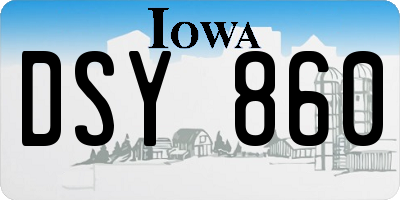 IA license plate DSY860