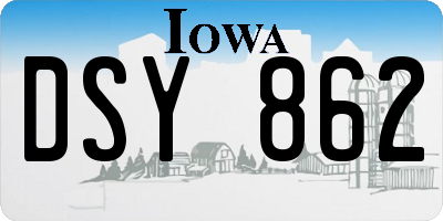 IA license plate DSY862