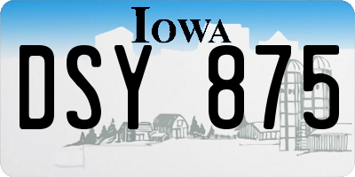 IA license plate DSY875