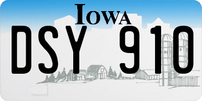 IA license plate DSY910