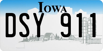 IA license plate DSY911