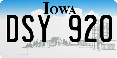 IA license plate DSY920