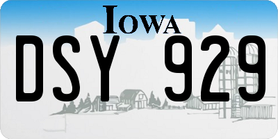 IA license plate DSY929
