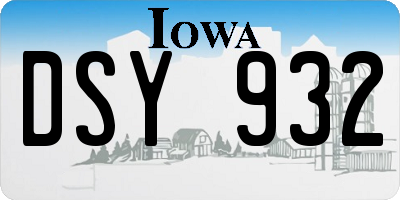 IA license plate DSY932