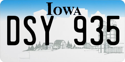 IA license plate DSY935
